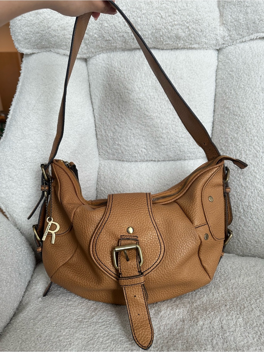Rampage Tan Pebbled Shoulder Bag